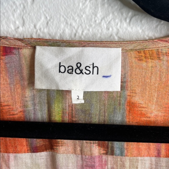 BA&SH Aelda Mini Dress Abstract Print Ochre Women US Sz 6 - Picture 5 of 8